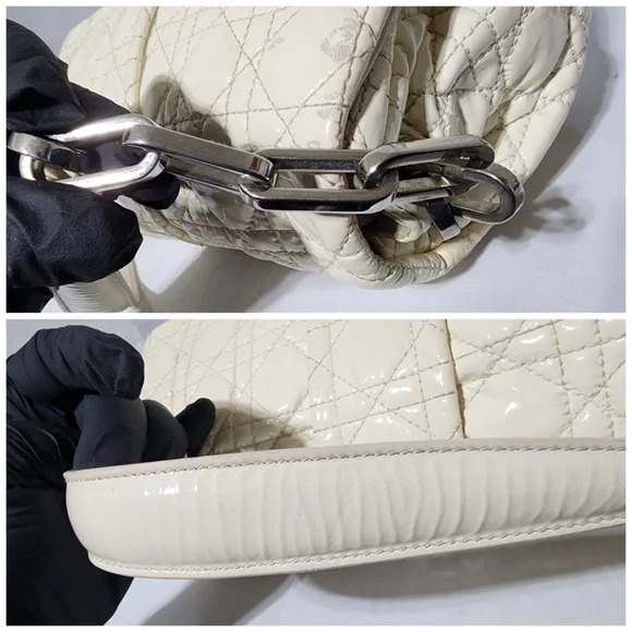 Authentic CHRISTIAN DIOR Lambskin Patent Cannage New Lock Flap Shoulder Bag - Picture 11 of 16